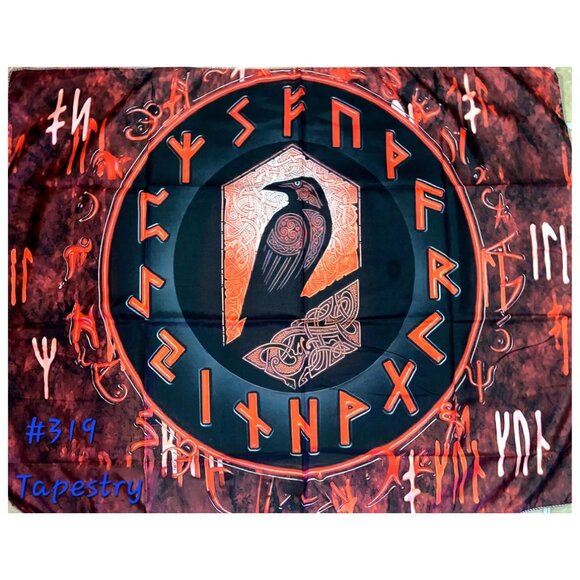 Norse Rune Viking Raven Tapestry Hanging Wall Decor - Picture 1 of 1